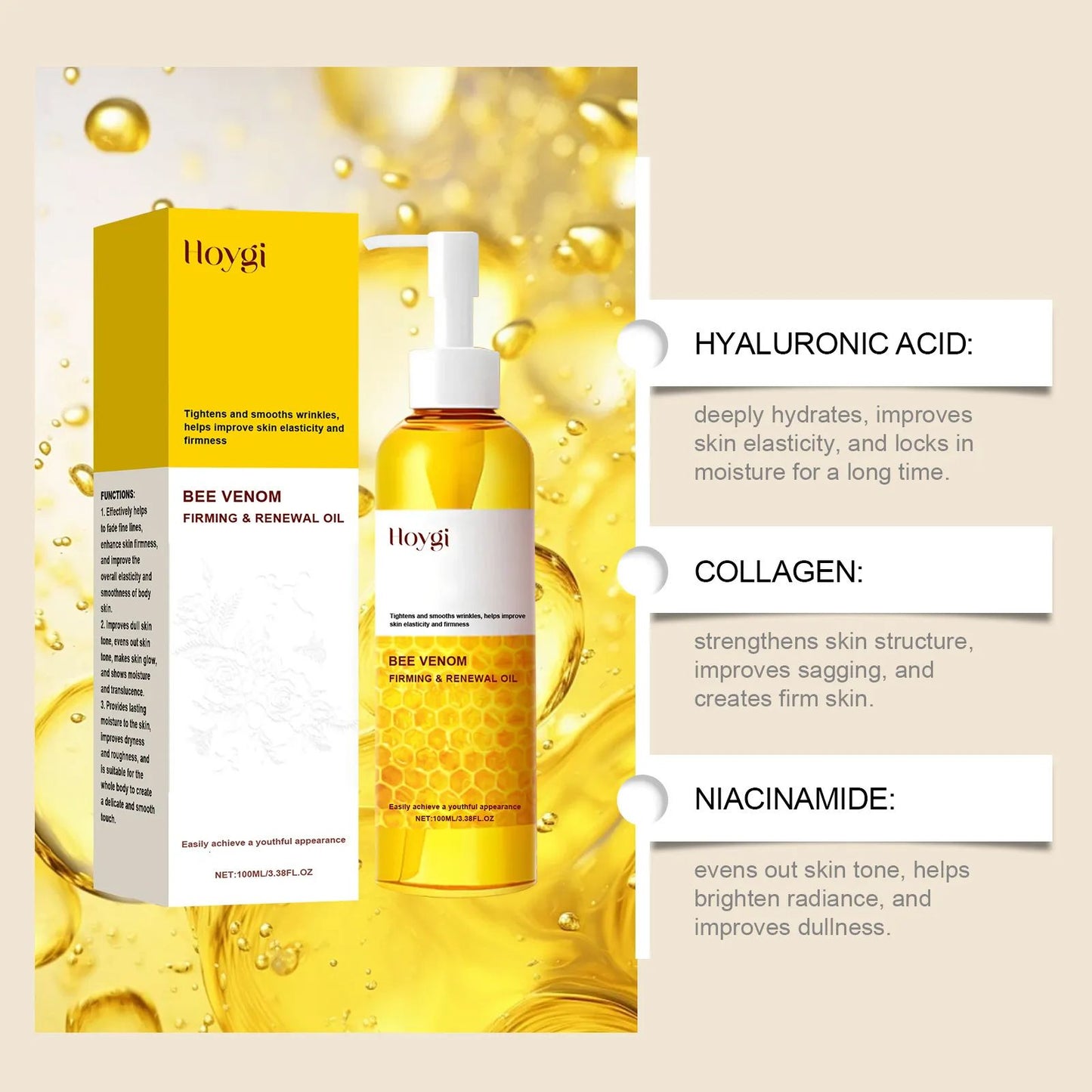 Bee venom firming and renewal oil